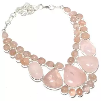Rose Quartz Handmade 925 Sterling Silver Jewelry Necklace For Girls 18 J5z39