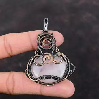 Rose Quartz Pendant Copper Wire Wrapped Pendant Rose Quartz Jewelry Handmade Brand New Pendant Copper Wire Jewelry Gemstone Pendant For Gift