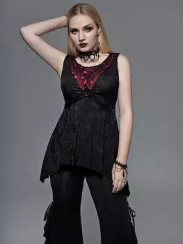 Rosegal Gothic Fishnet Panel O-Ring PU Leather Straps Top M чёрный