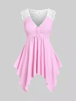 Rosegal Plus Size Кружевная вставка с узором в виде платка с текстурой M светло-розовый