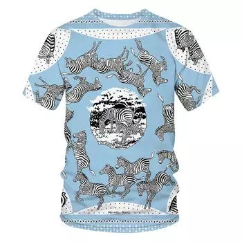 Роскошная 3D-печатная футболка с принтом зебры, мужская летняя футболка с короткими рукавами, уличная мода, брендовая индивидуальная футболка для мальчиков, повседневные топы с круглым вырезом S белый