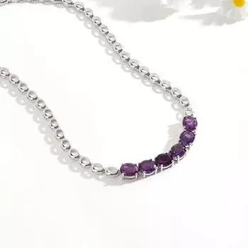 Роскошная элегантность, камень февраля, натуральный африканский аметист, женское ожерелье из серебра 925 пробы, ювелирные украшения для юбилеев и банкетов 45cm фиолетовый
