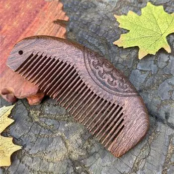 Роскошная антивинтовая массажная щетка для волос из сандалового дерева, детская двухсторонняя деревянная распутывающая вещь с вырезом в виде цветка в тренажерном зале