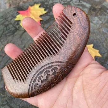 Роскошная антивинтовая массажная щетка для волос из сандалового дерева, детская двухсторонняя деревянная распутывающая вещь с вырезом в виде цветка в тренажерном зале