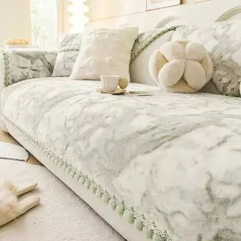 Роскошная бархатная подушка для дивана из кроличьего меха, новая осенне-зимняя прямая подушка для сиденья, фиксированный противоскользящий чехол для гостиной 70x90