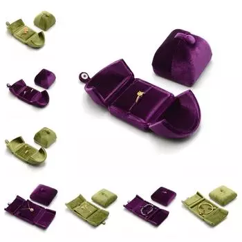 Роскошная бархатная шкатулка для украшений, винтажный держатель для ювелирных изделий, портативный чехол для ожерелья, браслета, подарок Purple Ring Box