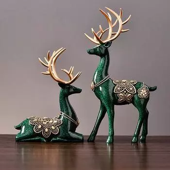 Роскошная большая скульптура оленя из смолы, настольный книжный уголок, домашний офис, художественное украшение, статуэтки, винтажное украшение для гостиной