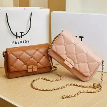 Роскошная брендовая сумка с заклепками и цепочкой из ромбовидной сетки, модная сумка из натуральной кожи через плечо, косая сумка через плечо, высококачественная женская сумка size 23 7 14 чёрный