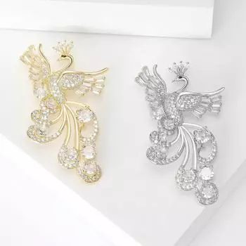 Роскошная брошь Феникс из меди и циркония с бриллиантами Niche High Sense, женская одежда, аксессуары, булавка для корсажа в виде животного