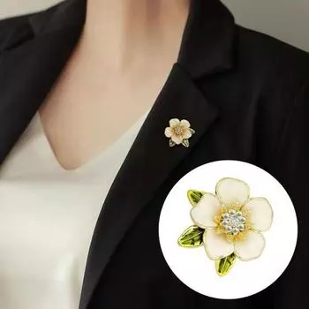 Роскошная брошь-гардения в японском стиле, элегантная булавка из антикоррозийного сплава для женской одежды, аксессуары белый
