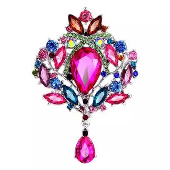 Роскошная брошь с цветочным узором в форме цветка, зажим для шали для вечеринки Multicolor-gold Plated