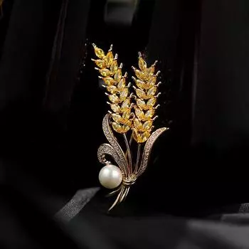 Роскошная брошь с шипами пшеницы, булавки для воротника для костюма, блестящие женские и мужские вечерние броши, ювелирные изделия золотой