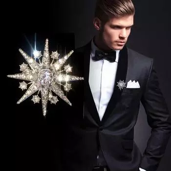 Роскошная брошь со звездой высокого качества, кристалл, корсаж, костюм, значок на лацкане для мужчин и женщин, аксессуары для одежды, ювелирные изделия золотой