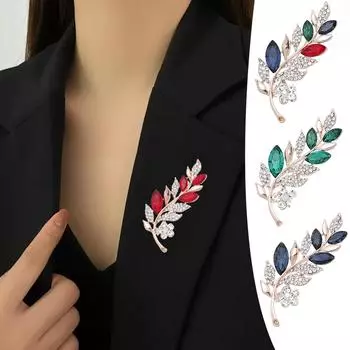 Роскошная брошь в форме листа со стразами, хрустальные металлические булавки для лацкана для женщин, подарок на день Святого Валентина, стильные украшения для вечеринок, аксессуары