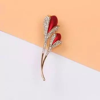Роскошная брошь в виде синего тюльпана Атмосферная медная циркониевая брошь Аксессуары для пиджака красный
