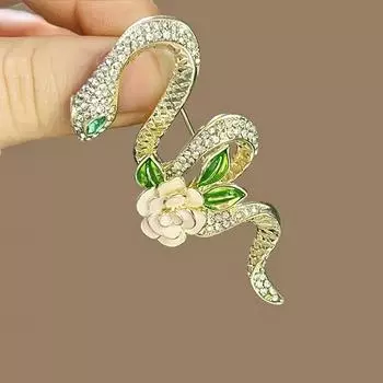 Роскошная брошь в виде змеи для женщин и мужчин, модные булавки из цинкового сплава, значок с изображением животных, ювелирные аксессуары, подарок зелёный