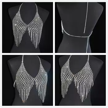 Роскошная цепочка для бюстгальтера с кисточками, аксессуары для показа нижнего белья, цепочка на грудь, цепочка для тела, ювелирные изделия, аксессуары для костюмов для выступлений 4