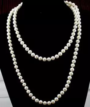 Роскошная цепочка для свитера с натуральным пресноводным жемчугом 8-9 мм, легкие ювелирные изделия 50 дюймов