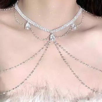 Роскошная цепочка на плечо с бахромой, модная цепочка с полной лигандной нишей, высококачественное темпераментное ожерелье для женщин серебряный