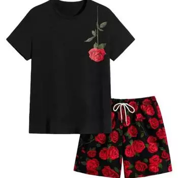 Роскошная детская летняя спортивная одежда футболка шорты комплект из 2 предметов ретро модный комплект одежды уличная одежда узор медведь стиль 3D-печати 100CM