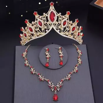Роскошная диадема, свадебные наборы корон, диадемы со стразами, хрустальные тиары, головные уборы невесты, корона, ожерелье, свадебные комплекты ювелирных изделий, аксессуары