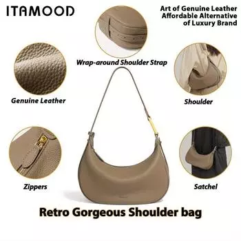 Роскошная дизайнерская сумка через плечо-седло, однотонная сумка-хобо в стиле ретро ITAMOOD, женская кожаная сумка под мышками