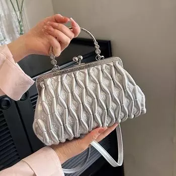 Роскошная дизайнерская сумка для женщин, сумка через плечо, стеганая женская сумка, винтажные сумки-тоуты для женщин, элегантная офисная сумка, трендовая плиссированная сумка чёрный