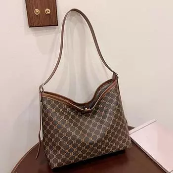 Роскошная дизайнерская сумка-тоут большой вместимости для женщин, модные тенденции, брендовая дизайнерская сумка через плечо из искусственной кожи 29x6x22cm кофейный