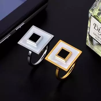 Роскошная двойная квадратная ракушка для женщин, парное кольцо, модное свадебное вечернее винтажное ювелирное изделие из нержавеющей стали, подарок на ювелирное изделие Bague 9