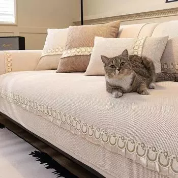 Роскошная французская кремовая диванная подушка Four Season Universal Chenille Couch Cover For Living Room, эркерная накладка на Г-образный диван, декор 70x70cm 1pcs