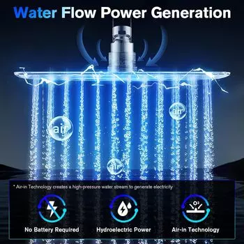 Роскошная хромированная светодиодная дождевая душевая головка из нержавеющей стали с квадратной подсветкой, меняющей цвет, душевая головка с потоком воды