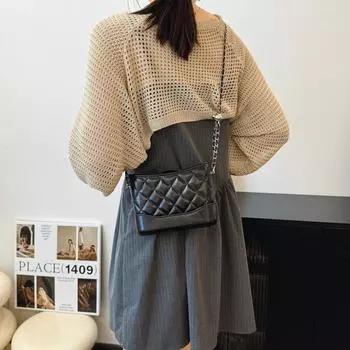 Роскошная и универсальная сумка-ведро Lingge для женщин, новый модный тренд 2024 года, сумка на одно плечо для поездок на работу, сумка через плечо с цепочкой бежевый