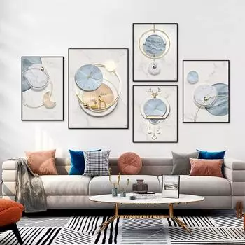 Роскошная картина на холсте с геометрией, постер, новая настенная художественная печать, декоративная картина, современная гостиная, домашний декор, без рамы 20x30cm