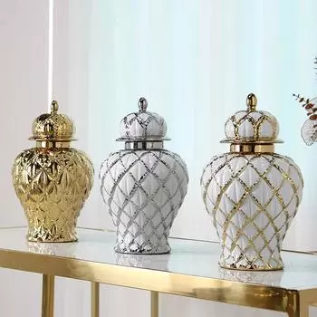 Роскошная керамическая гальваническая банка общего назначения для домашнего творчества, цветочные украшения, украшения для гостиной, крыльца, декоративная ваза, фарфор