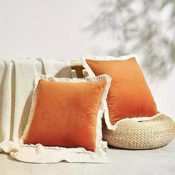 Роскошная классическая бархатная наволочка с кисточками для украшения дивана/спальни, квадратная наволочка, наволочка из полиэстера, универсальное праздничное украшение 45 * 45 cm/18 * 18 inches