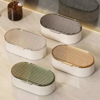 Роскошная коробка для мыла, двухслойная полая конструкция с дренажной пылезащитной крышкой, легко чистится, бытовой держатель для мыла в ванной комнате зелёный