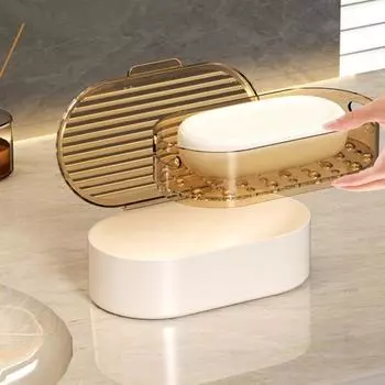 Роскошная коробка для мыла, двухслойная полая конструкция с дренажной пылезащитной крышкой, легко чистится, бытовой держатель для мыла в ванной комнате зелёный