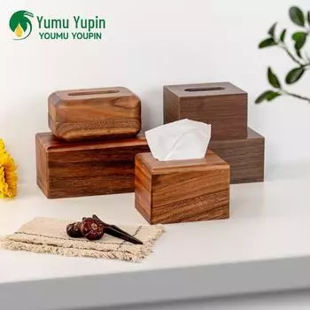 Роскошная коробка для салфеток из черного ореха ручной работы для ресторанов и отелей