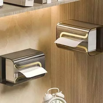 Роскошная коробка для салфеток, настенная акриловая прозрачная коробка для салфеток, настольный держатель для салфеток, бумажная коробка для ванной комнаты, диспенсер для салфеток золотистый