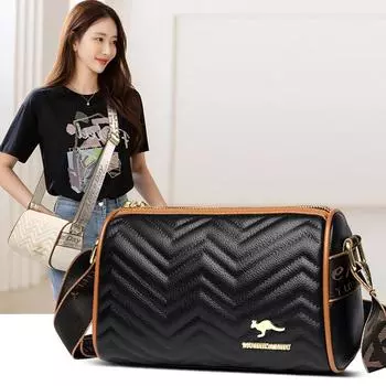 Роскошная кожаная брендовая сумка-мессенджер для женщин с широким ремешком, женская сумка через плечо высокого качества