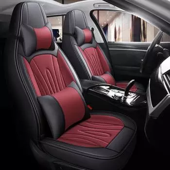Роскошная кожаная подушка для автомобильного сиденья, универсальный чехол для универсальных сидений модели 2024 года Split-Standard Edition чёрный/серый