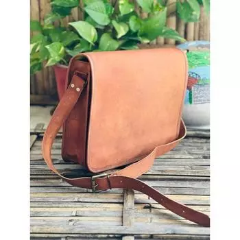 Роскошная кожаная сумка-мессенджер для ноутбука ручной работы, редкий мужской портфель-сатчел 15 x 11 x 4 in коричневый