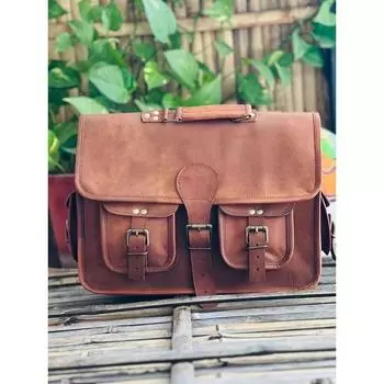 Роскошная кожаная винтажная сумка-мессенджер для ноутбука ручной работы 15 x 11 x 4 in коричневый
