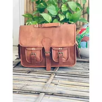 Роскошная кожаная винтажная сумка-мессенджер для ноутбука ручной работы 18 x 14 x 6 in коричневый