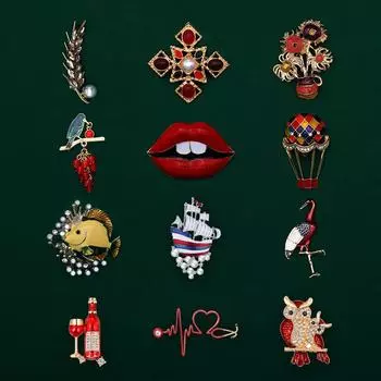 Роскошная красная барочная геометрическая брошь в виде животного, школьный ранец, одежда, значок, аксессуары, украшение для корсажа 1