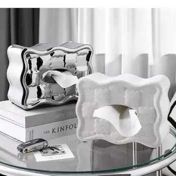 Роскошная кремовая коробка для салфеток для печенья, украшение для стола в гостиной, аксессуары для хранения, керамика, современное домашнее искусство