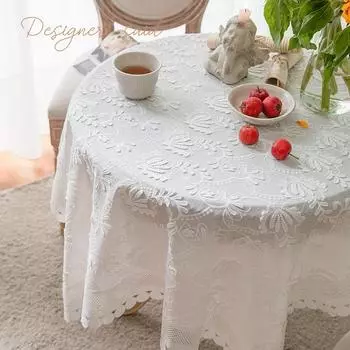 Роскошная кружевная скатерть для гостиной, спальни, скатерть для вечеринки, американская белая вышитая пылезащитная скатерть для украшения стола 100X150cm жёлтый