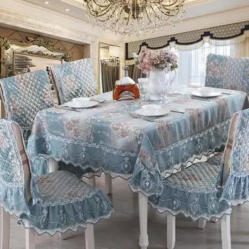 Роскошная кружевная скатерть с вышивкой, чехол на стул, мягкие качественные ткани, синий \ \ бежевый \ \ фиолетовый, европейский чехол для стола, круглый \ \ прямоугольник 90x90 CM