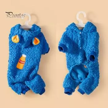 Роскошная куртка для собак из искусственной овечьей шерсти с тяговым кольцом, толстовка на четыре ноги, утепленная зимняя подкладка с узором в виде бутылки для напитков L оранжевый