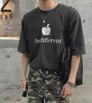 Роскошная летняя футболка OS унисекс с вышивкой Apple 2023 года Large серый/лаймовый